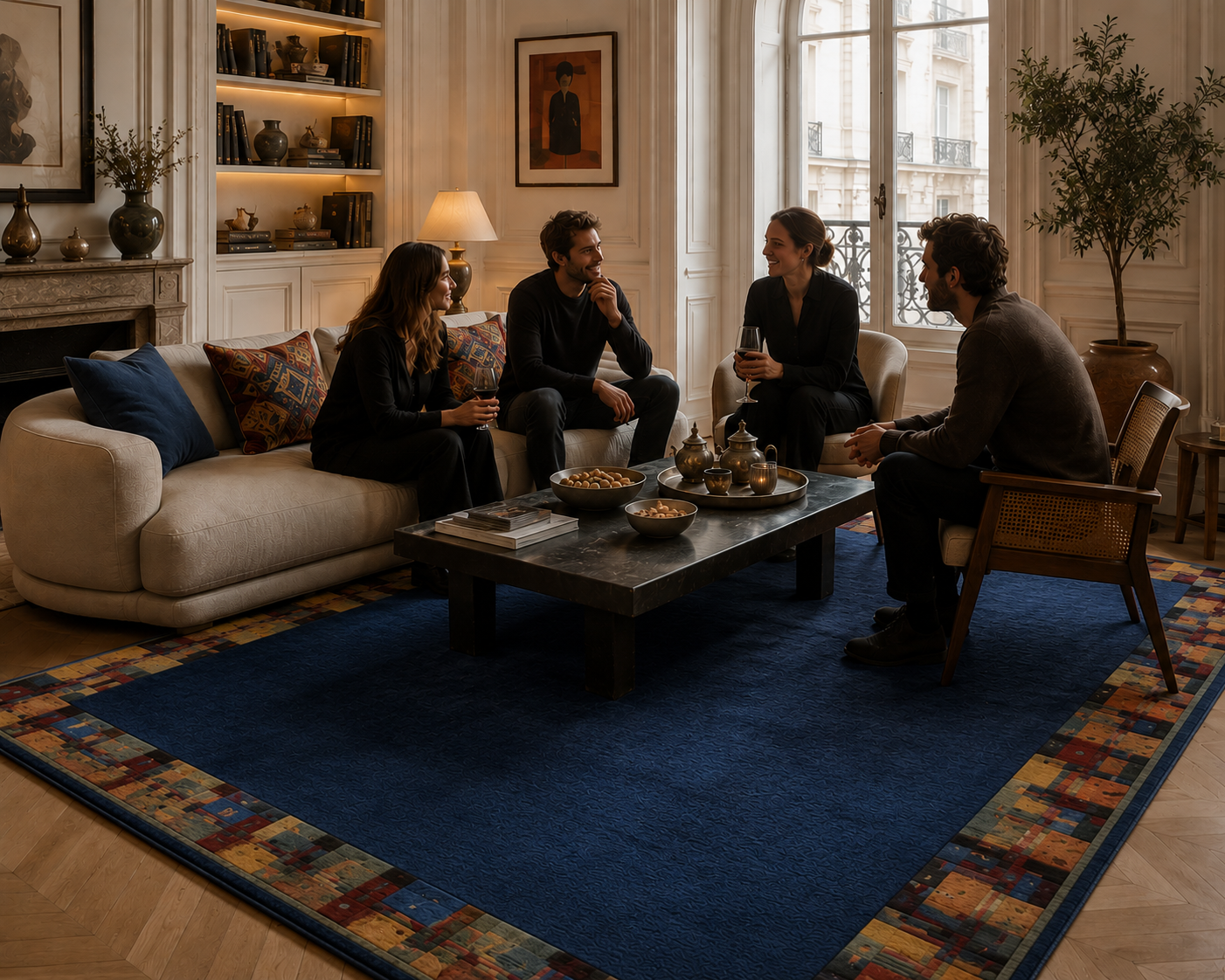 Tapis de Fès Bleu Profond